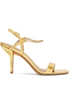 Diane Von Furstenberg Frankie Embellished Metallic Leather Sandals In Gold