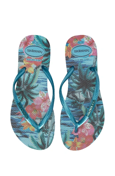Havaianas 'slim Tropical' Flip Flop In Blue Splash