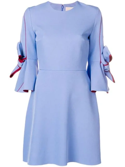 Roksanda Harlin Bow-sleeve Bonded Crepe Mini Dress In Lavender