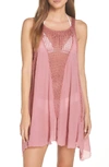 Elan Crochet Inset Cover-up Dress In Mauve