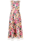 Red Valentino Floral-embroidered Tulle Midi Dress In Print