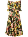 Dolce & Gabbana Off-the-shoulder Floral Poplin Midi Dress In Yellow