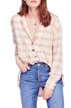 Free People All About The Feels Plaid Shirt In Rose