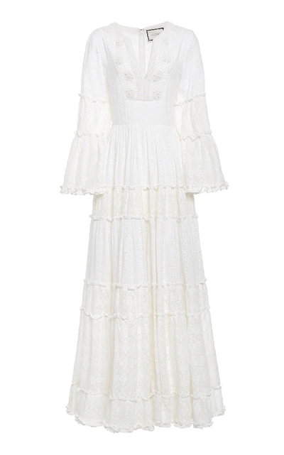 Alexis Hedda Embellished Eyelet Maxi Dress In White | ModeSens