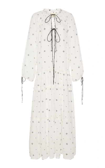 Anaak Fay Tie-detailed Embroidered Cotton Maxi Dress In White