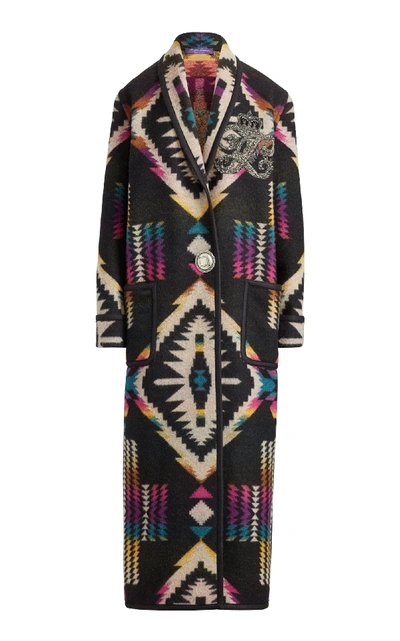 Ralph Lauren 50th Anniversary Sauville Embellished One-button Tapestry-intarsia Long Coat In Multi