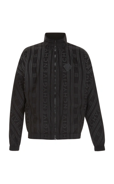 Givenchy Men's All-over Tonal Stripe Logo Nylon Jacket In Black