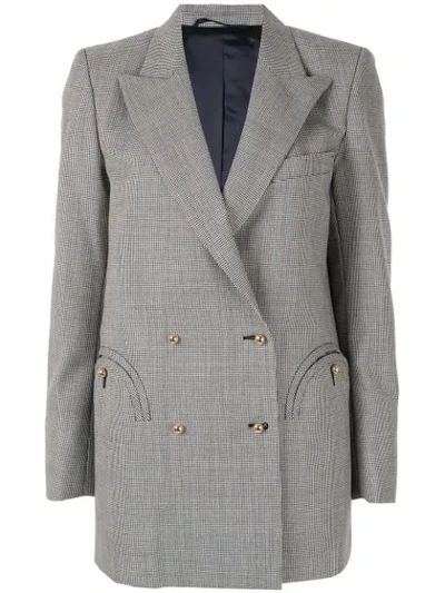 Blazé Milano Kentra Double-breasted Houndstooth Wool Blazer In Grey
