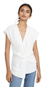 Acler Collins Twist Crepe De Chine Top In Ivory