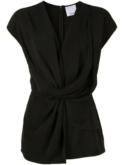 Acler Collins Twist Crepe De Chine Top In Black