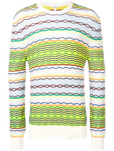 Loewe Striped-knit Cotton Sweater In Yellow