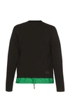 Prada Black Knit Sweatshirt With Nylon Waistband