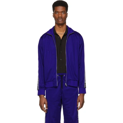 Givenchy Logo-taped Jersey Track Jacket In Blue