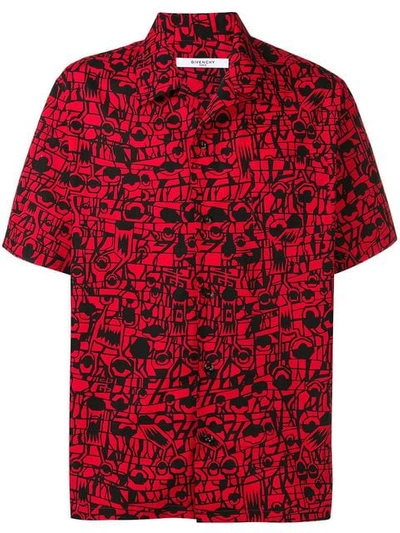 Givenchy Printed Cotton-poplin Button-up Shirt In Red