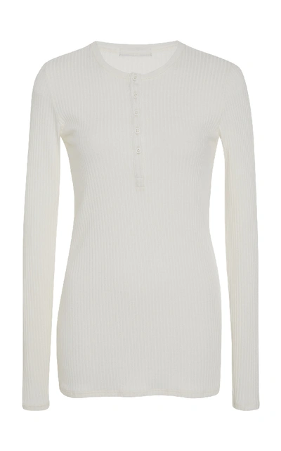 Atm Anthony Thomas Melillo Ribbed Stretch-micro Modal Henley Top In White