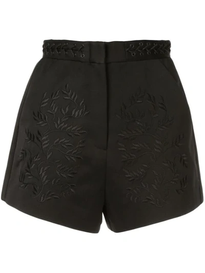 Acler Gardiner Embroidered Wool-blend Shorts In Black