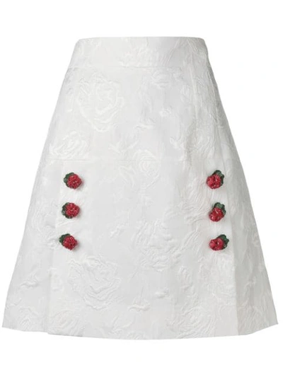 Dolce & Gabbana A-line Jacquard Skirt With Button Details, White