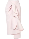 Acler Crawford Asymmetric Gathered Crepe De Chine Midi Skirt In Pink