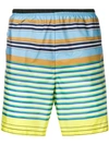 Prada Multicolored Nylon Striped Swim Trunks