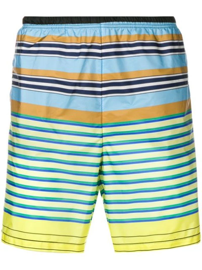 Prada Multicolored Nylon Striped Swim Trunks