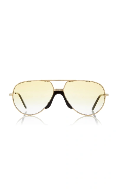 Gucci Oversized Metal Aviator Sunglasses In Gold