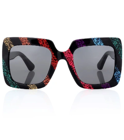 Gucci Square-frame Glittered Acetate Sunglasses In Multi