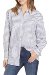 Tommy Jeans Tjw Double Sided Stripe Shirt In Black Iris / Bright White