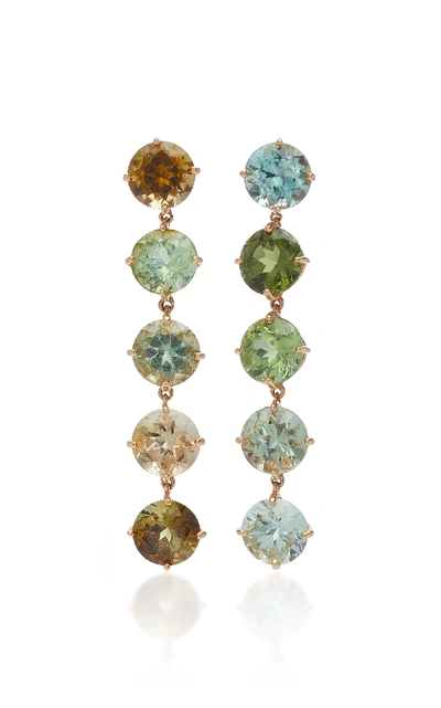 Sidney Garber Green Light 18k Rose Gold And Tourmaline Drop Earrings In Multi