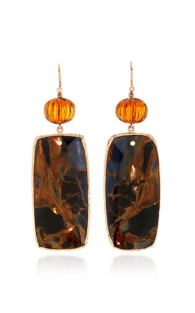 Guita M Women's 18k Gold Blue Pietersite Earrings In Brown