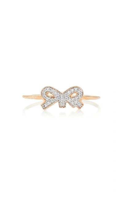 Ginette Ny Tiny Diamond 18k Rose Gold Ring In Pink