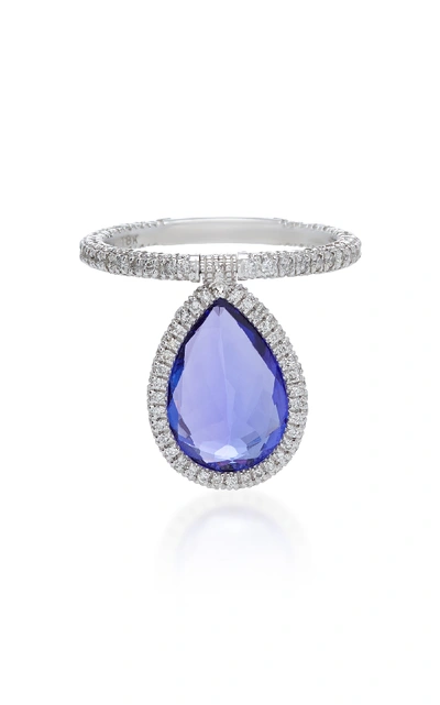 Nina Runsdorf 18k Platinum And Tanzanite Flip Ring In Blue