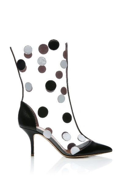 Malone Souliers X Emanuel Ungaro Katoucha Polka-dot Leather And Pvc Boots In Black/white