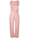 Alexis Odalys Cropped Pleated Linen Jumpsuit In Blush