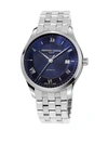 Frederique Constant Fc-303mn5b6b Classic Index Automatic Stainless Steel And Leather Watch In Blue/silver