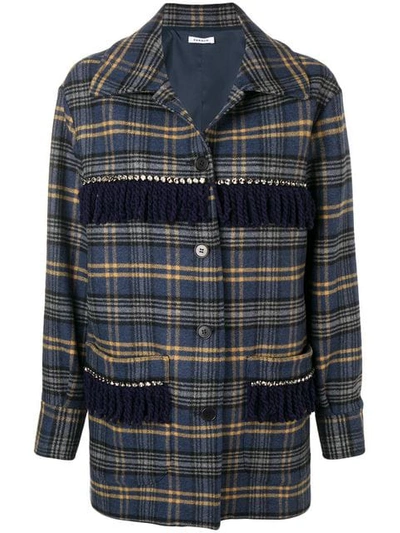 P.a.r.o.s.h Embellished Check Coat In Blue