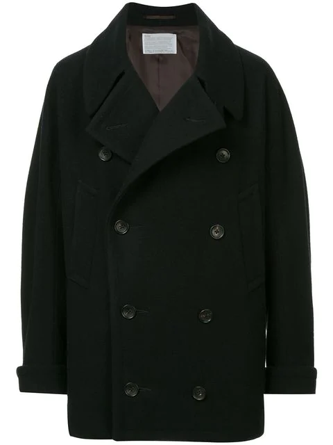 Kolor Double Buttoned Coat In Black | ModeSens