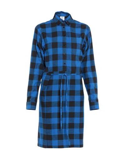 Vetements Checked Flannel Shirt Dress In Blue