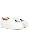 Opening Ceremony Woman Cici Embroidered Twill Platform Slip-on Sneakers White
