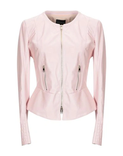 Atos Lombardini Leather Jacket In Light Pink