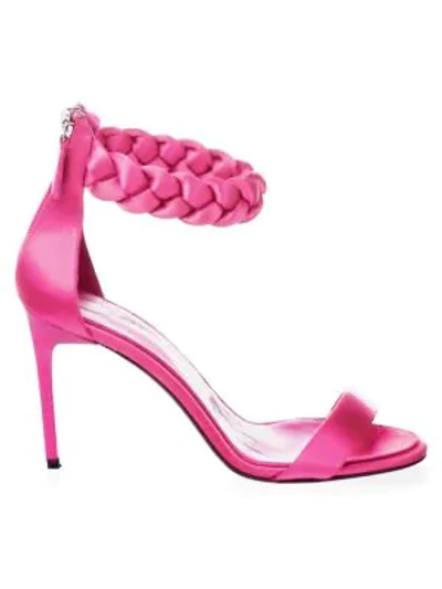 Oscar De La Renta Satin Stiletto Sandals In Pink