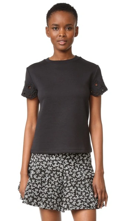 Carven Black Cut-out T-shirt In Нуар | ModeSens
