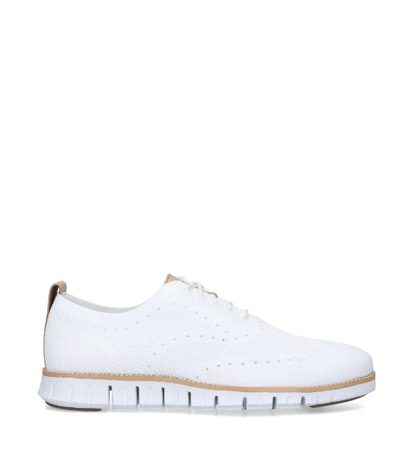 Cole Haan Zerogrand Stitchlite Woven Wool Wingtip In Optic White/ Ivory ...