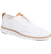 Cole Haan Zerogrand Stitchlite Woven Wool Wingtip In Optic White/ Ivory