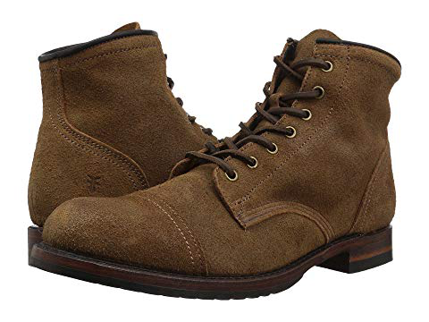 frye logan cap toe suede