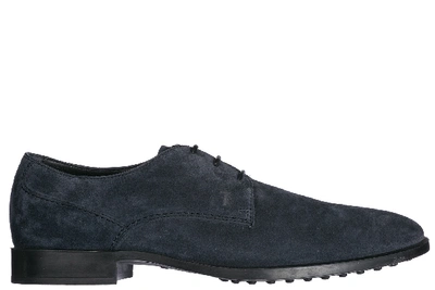 Tod's Men's Classic Suede Lace Up Laced Formal Shoes Derby In Blue