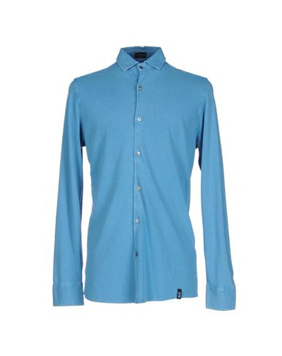 Drumohr Solid Color Shirt In Slate Blue