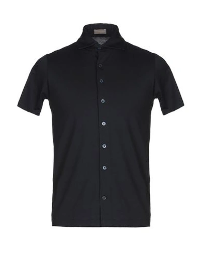 Cruciani Solid Color Shirt In Dark Blue