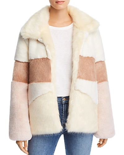 Apparis Amy Color-blocked Faux-fur Coat In Tricolor