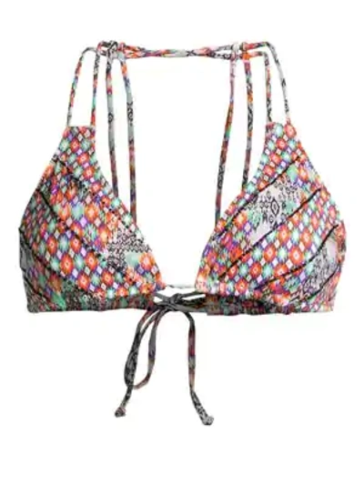 Ondademar Dual-strap Printed Triangle Bikini Top In Dahlia
