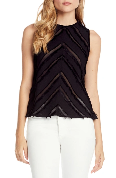 Michael Stars Chevron Fringe Trim Tank In Black